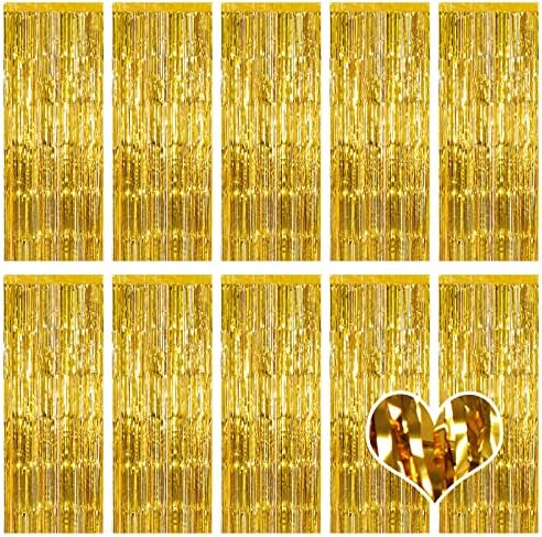 10 paketa zlatne pozadine zavjesa od 3,2 ft. 8,2 ft. Metalna šljokica, zavjesa s resama od folije Pozadina Foto Kabine za