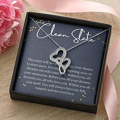 Kartica s porukama, ručno izrađena ogrlica- Personalizirani poklon dvostruka ogrlica za srce, čista ogrlica od škriljevca,