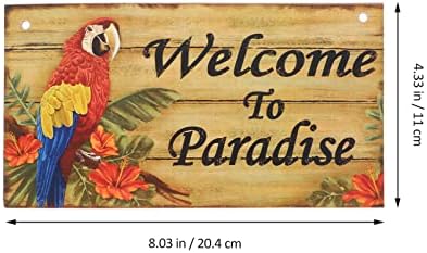 Aboofan Havajski drveni znakovi dobrodošli u Rajski znak Havajska plaža drveni znak s papigom viseći ukrasi plaže plaketa