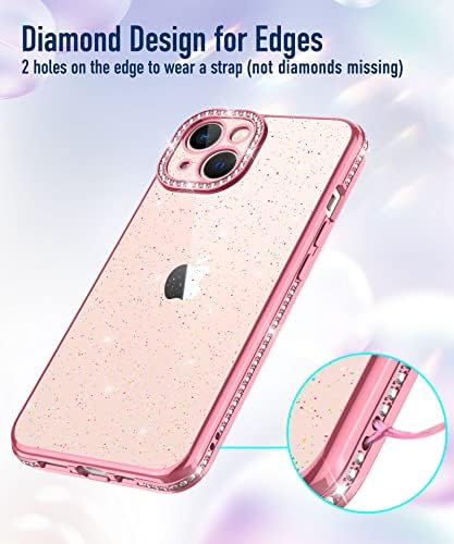Ocyclone Clear Glitter kompatibilan s kućištem iPhone 13, Sparkle Diamond fudere sa zaštitom od blinga kamere, vitka futrola