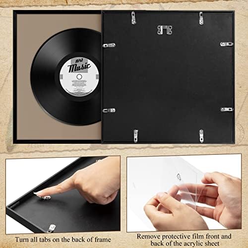4 pakiranje crne glazbene albuma Frames 12,5 x 12,5 inčni aluminijski vinilni rekord okvira Zidni akrilni foto okvir s poliranim