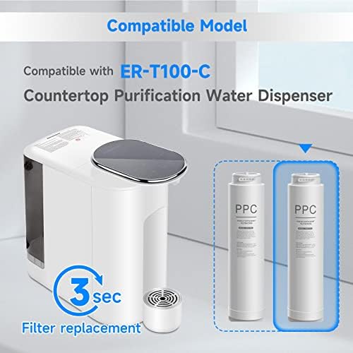 PurePlus Cro-PPC filter, zamjena za ER-T100-C Countertop sustav reverzne osmoze, 1. faza, smanjuje velike čestice, klor,