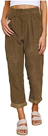 HDZWW Ravne hlače za noge Žene s džepovima festival corduroys joggers solid patentni zatvarač redoviti saloni za fit dugi