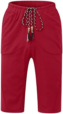 Kratke hlače muškarce muške ležerne čvrste boje pamučna lane lagane udobne casual kratke hlače obrezane hlače