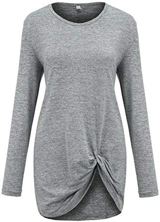 Prednji vrtovi za pulover za žene za žene labave casual O-Neck Bluza s dugim rukavima Čvrsta boja Stilska košulja