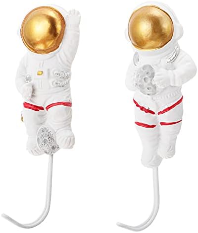 Podrebeni kućni zidni nosač nosača 2pcs kuke za oblik astronauta Ukrasne kuke za zidne kapute za viseće kapute šalovi torbice