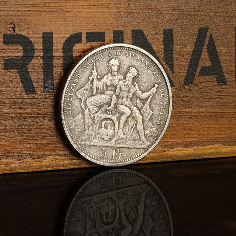 Swiss lugano lovački festival 1883. 5 fraka srebrni novčić Srebrni dolar Europski i američki srebrni okrugli Antikni novčić