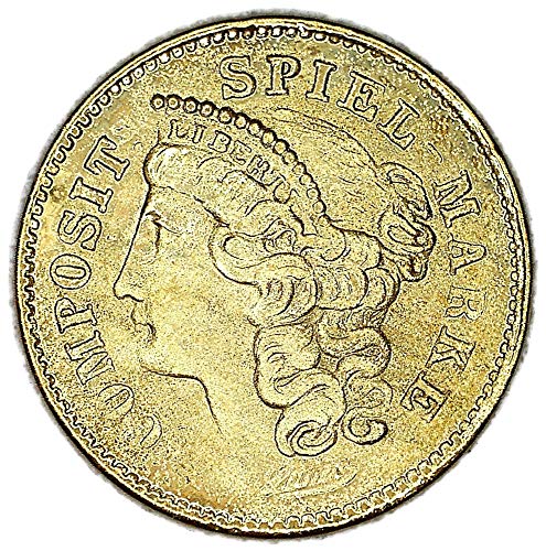 1860. de Njemačka C1860, general Washington i Liberty Head Gold Gilt Spiel Marke Good