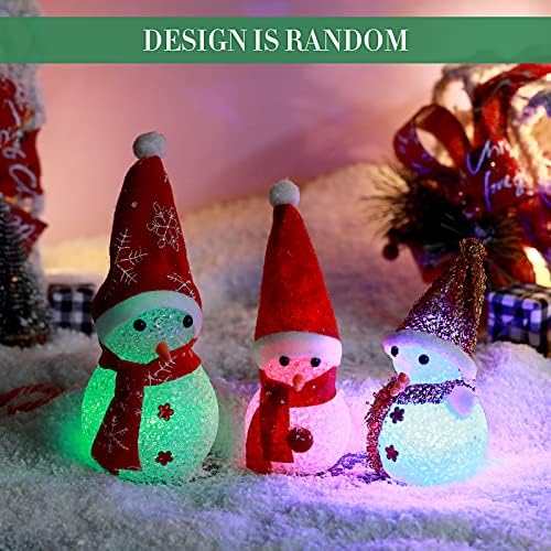 3 komada LED snjegovićne svjetiljke u boji snjegovića dekor božićni ukrasi Unutarnji snježni ukrasi s šarenim šeširima i