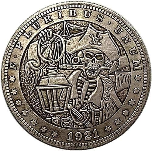 1921. zalutali novčić lubanja gusar utisnuti antikni bakarni bakar stara srebrna medalja copysouvenir novorođenčad kovanica