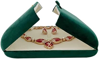 Luksuzni vrhunski razred veliki nakit za nakit zelena baršunasta kutija pakiranje velike ogrlice i naušnice set biserskih