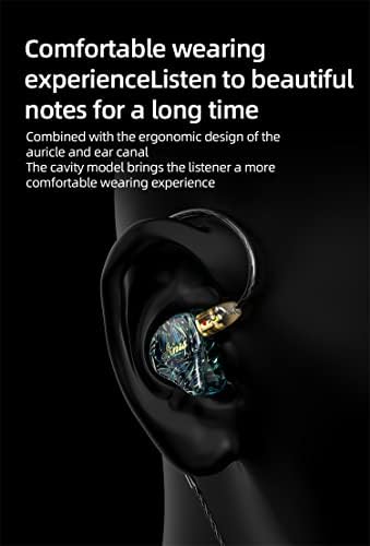 Oxyplay HiFi Sportski uši slušalice s MMCX vezama, Dolp AS10 Hibridni vozači IEM slušalice za glazbenike s plavom kablom