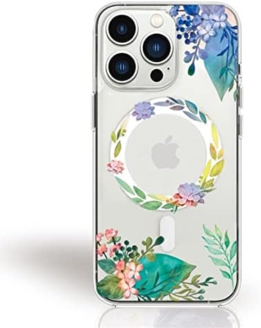 Keluoas Clear Magnetic Slučaj za iPhone 13 Mini futrola za telefon [Kompatibilno s magsafe punjačem] Rhododendron cvjetni