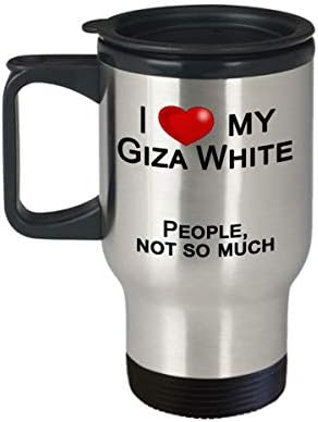 Giza White Rabbit Travel šalica, poklon za ljubitelja zeca - volim zečeve, a ne ljude