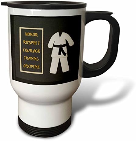 3dose karate karategi uniforma crni pojas čast poštujte šalica za putničke discipline hrabrosti, 14-unci, nehrđajući čelik