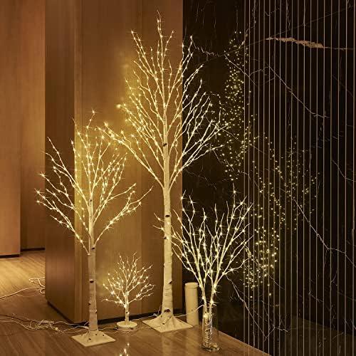 BaolitVine breza podružnica Svjetla s vremenskim baterijom upravljaju 100 LED bajkovitih svjetala, osvijetljene grane vrbe