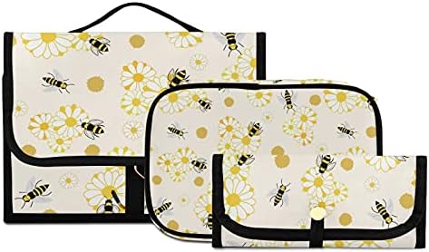 MNSRUU toaletna vrećica Pčele i lišće Viseće šminke za toaletne potrepštine 3 PCS toaletni organizator Torbe prijenosni čist