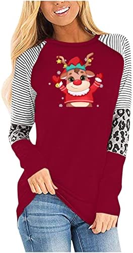 Jesenski džemperi za žene, tiskani vrhovi s okruglim vratom, široki dugi Božićni Puloveri za trudnice