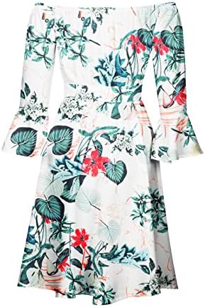 Ženske haljine Za plažu s ramena 3/4 boho rukav, havajska ljetna Mini haljina s cvjetnim uzorkom s remenom u struku