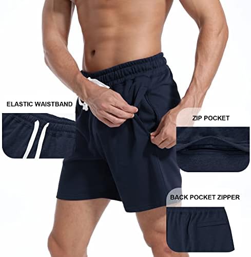 Tigerspot Mens 5,5 Ležerne pamučne kratke hlače za treniranje teretana za vježbanje joggers salon za znojne hlače s džepovima