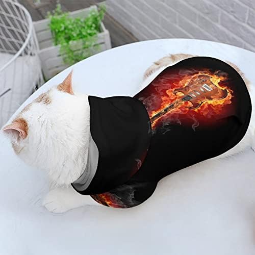 FunnyStar Flaming Electric Guitar Dog Hoodie tkanina Mačka džemper majica s šeširom mekim za kućne ljubimce pulover
