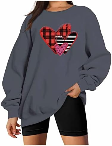 Jjhaevdy žene vole srčanu duksericu grafički puloveri ljubavi srce pismo print dukserica Valentine Tops odjeća