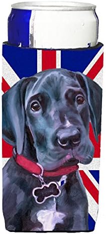 Caroline's Treasures lh9600muk crni Veliki Dane štene s engleskom Union Jack British Flag Ultra Hugger za tanke limenke,