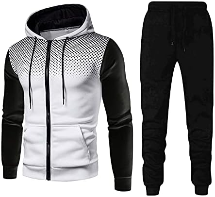 Dudubaby grafičke kapuljače za muškarce zimske sportove casual fitnes odijelo s točkicom dukserice i hlača