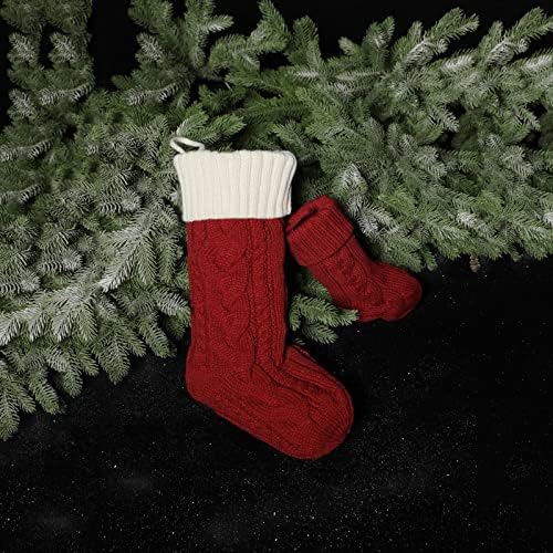 Božićne čarape tkanina božićna čarapa i božićne viseće čarape za ukrašavanje zabave i božićni crtić crveni set vintage božićni