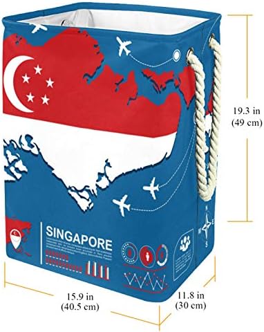 Vodootporne košare za rublje; visoka izdržljiva sklopiva infografska košara s mapom Singapura za odraslu djecu dječaka i