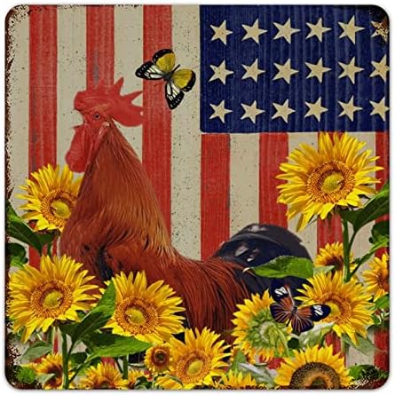 Alioyoit Vintage retro metalni limenkat plak seoska kutovica i američka zastava Personalizirani estetski metalni plakat šik