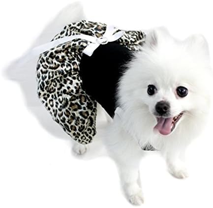 Petitebella Puppy odjeća za pse haljina crni pamuk vrh beige leopard tutu animal nošenje