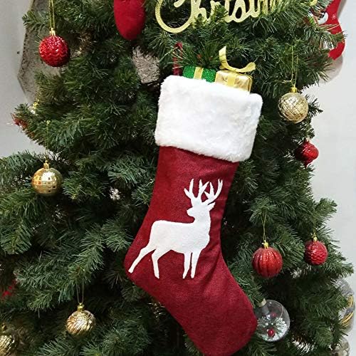 jxcmhg božićne čarape, 2 pakiranja 18 inča, čarape za bombone, za Xmas Tree i kamin Viseći čarape za odmor s plišanim ukrasima,