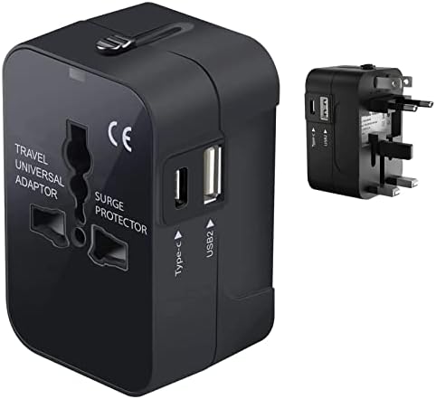 Putujte USB Plus International Power Adapter kompatibilan s Lenovo Vibe Z za svjetsku snagu za 3 uređaja USB Typec, USB-A