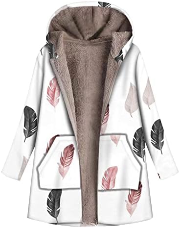 Cokuera ženski modni print Zip up kaputa s kapuljačom Kaput Klatni lagani jesen Otvoreni prednji kardigan nadmašuje s džepom