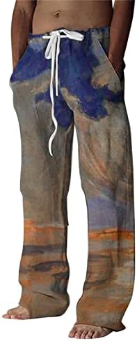 Miashui Boy 10 muški modni povremeni tiskani džepni čipkasti hlače velike veličine hlače muškarci kućne hlače