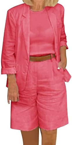 Ženska 2 -komadna odjeća Blazer odijeva otvorena prednja čvrsta boja dugih rukava casual blezer kratke hlače odijelo Business