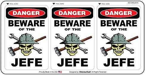 Opasnost pazite na naljepnicu kaciga za kacigu Jefe na StickerDAD® - - za prozore, zidove, odbojnike, laptop, ormarići itd.