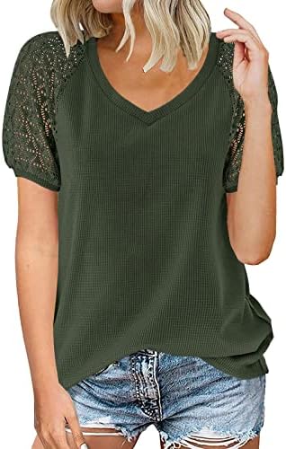 Uikmnh ženske bluze s kratkim rukavima bluza casual bluza natečenih rukava jednobojni ljetni elastična košulja