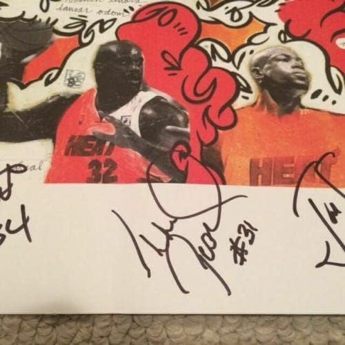 Miami Heat 20. godišnjica ručno potpisana 15x19 poster+coa 8 potpisala je Pearl - Autografirane NBA fotografije