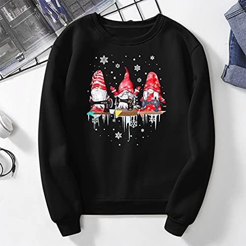 Božićni vrhovi žene kauzalne dukserice pulover dugih rukava labavi Xmas Crewneck Twichirt Graphic Twichirt