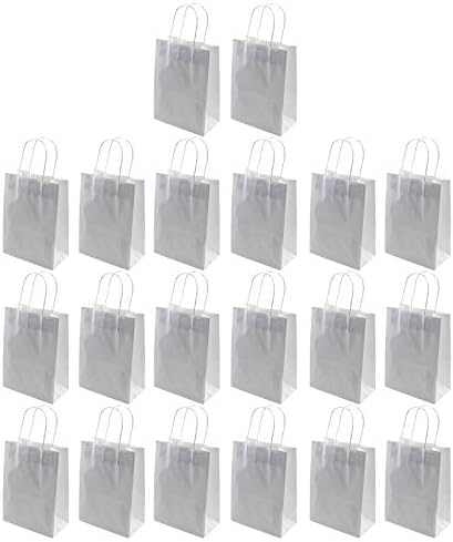 COSHAR 20 PC -a Bijele papirnate torbe, male torbe s ručkama, poklon vrećice za okoliš, torbe za kupovinu, maloprodajne torbe,