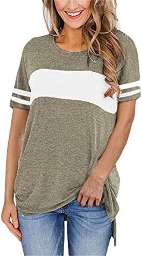 Andongnywell ženske blok košulje u boji kratkih rukava casual pulover gornji dio zašivene majice bluza