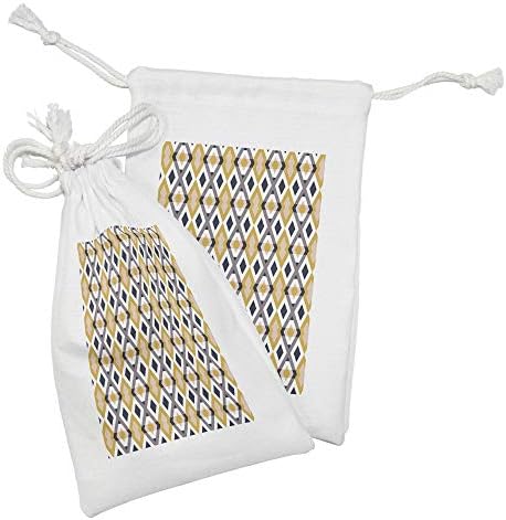Ambsonne Abstraktni set torbica od tkanine od 2, geometrijski rombusi tonovi prirode, mala vreća za vuču za toaletne potrepštine