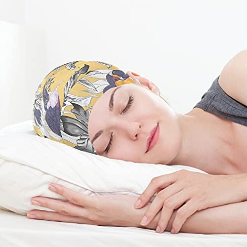 Lubanja kapica za spavanje rad šešir granice za žene ptice cvjetni cvjetovi žuti uspavani kapica radna šešira kosa glava