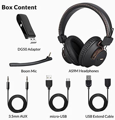 Avantree DG59M - Bluetooth slušalica s mikrofonom za PS5 i PS4, Bežične slušalice s USB adapter za PC, laptop, računalo,
