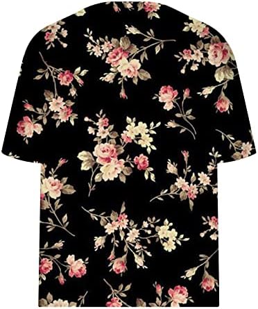 Dame vrhovi kratkih rukava cvjetni grafički labavi fit Prevelike bluze majice duboke v vratne brunch vrhove 2023 fb
