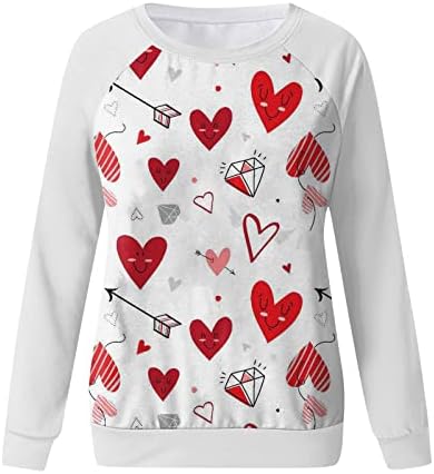 Valentinove košulje Žene grafički dugi rukav sretni košulje za Valentinovo casual vrhovi pulover
