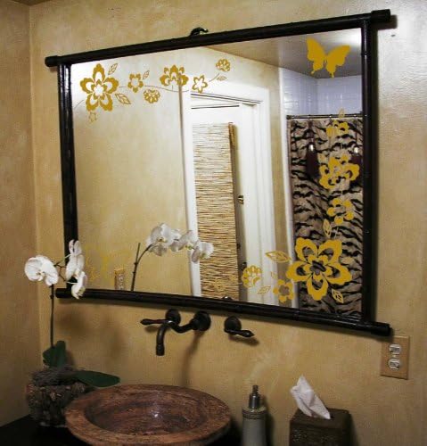 Veliko zidno ogledalo s cvjetnim uzorkom za dječju sobu ukras leptir drvo vinilna naljepnica 1141 širine 36 inča