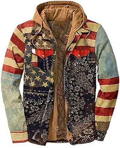 ZDFER podstavljene jakne košulje za muške, jesenske zimske kapuljače Provjereni kaput s patentnim zatvaračem gustim pladmana